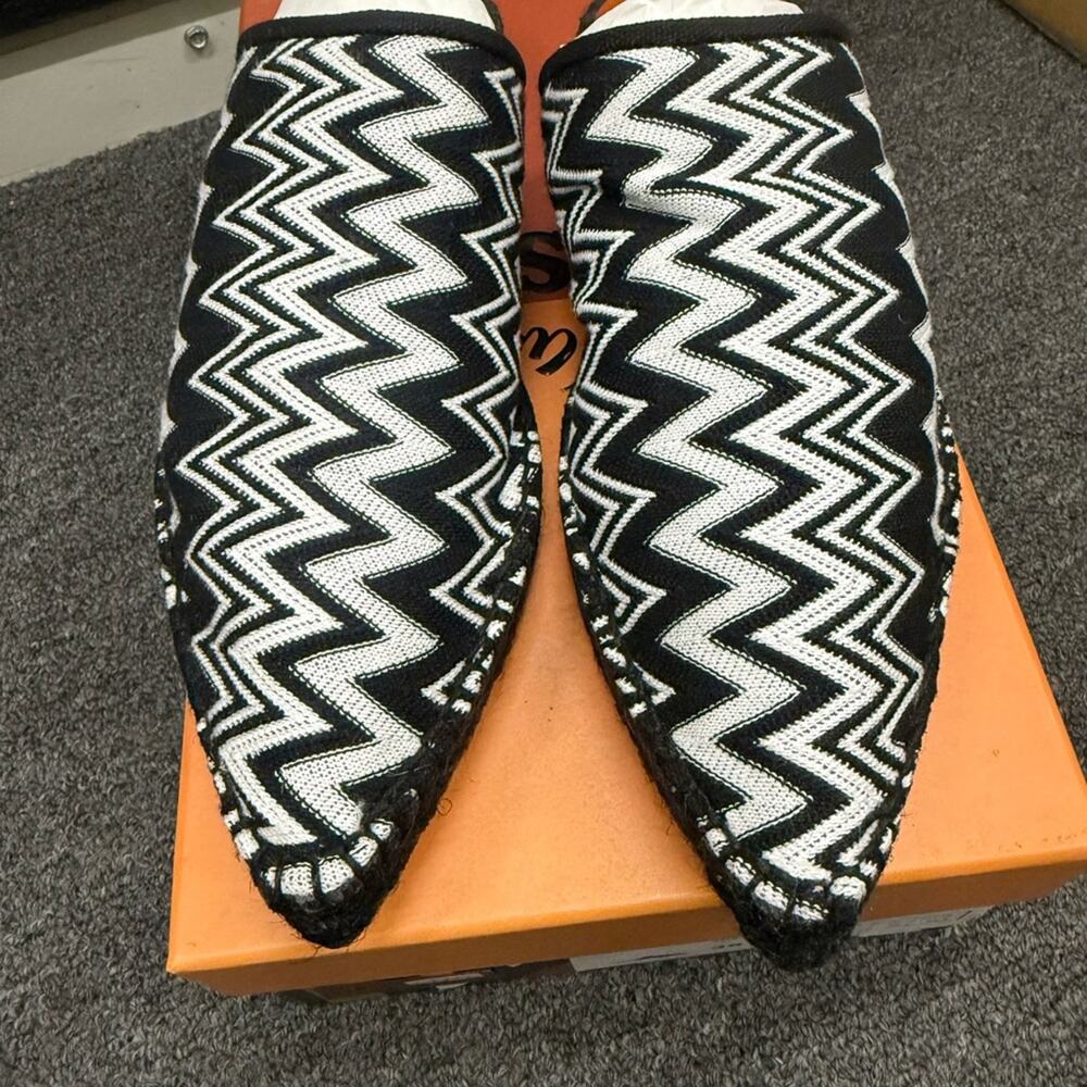 NWT Missoni Women's Black and White Zigzag Espadrille Loafer Shoes Size 39 US 9